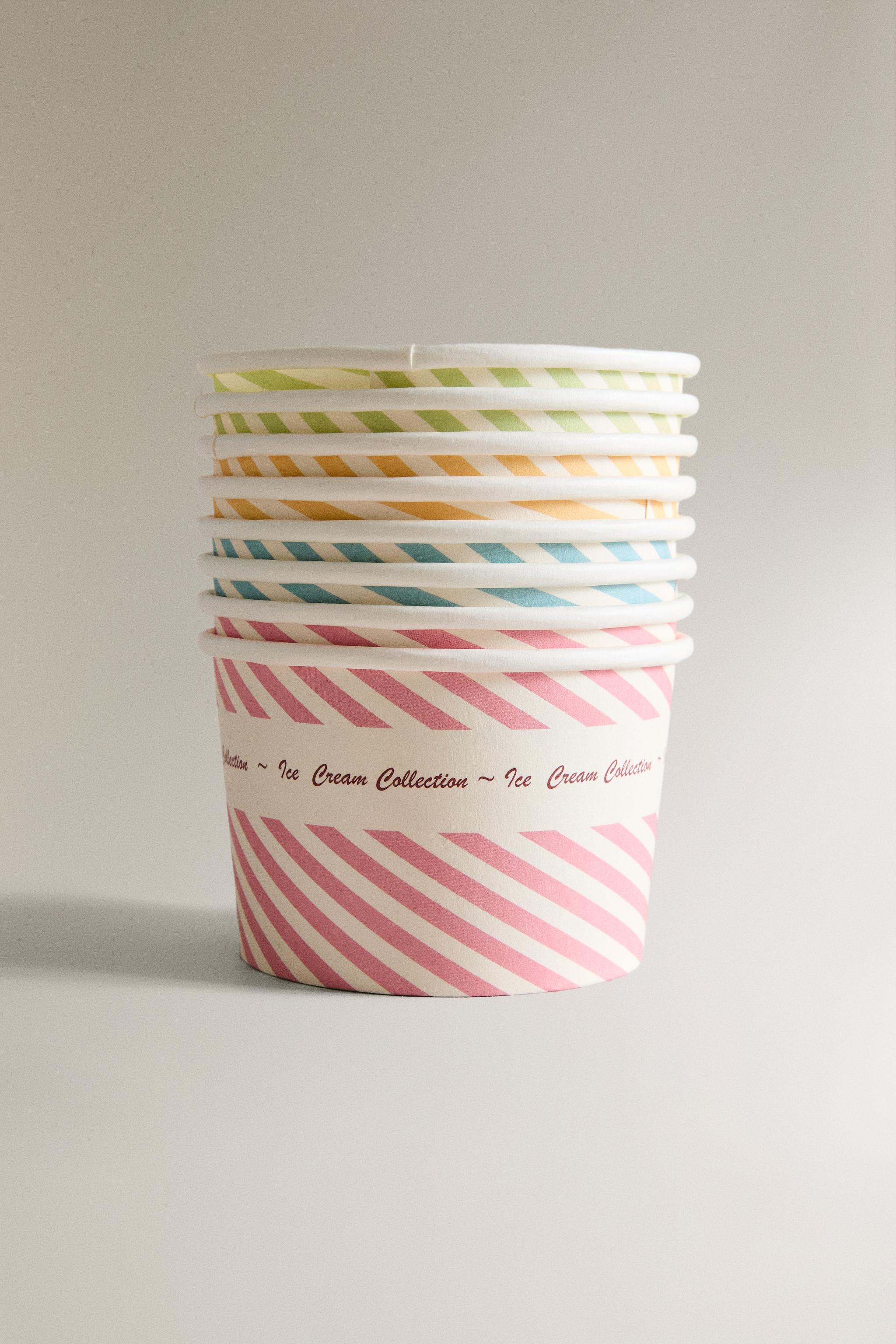 SET OF STRIPED ICE CREAM CUPS (SET OF 8)